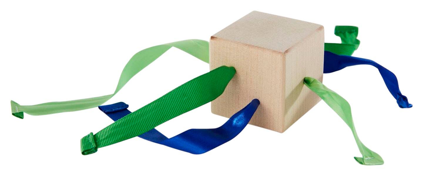 Abilitations Ribbon Pull Cube, Small, 2 x 2 x 2 Inches, Item Number 2027643